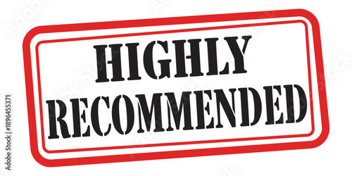 Highly recommended red stamp on white background