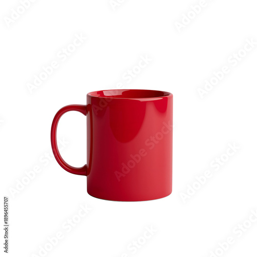 Bright Red Mug in a Plain Setting With an Empty Interior Ready for Hot Drinks