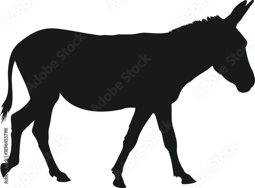 Donkey silhouette, Donkey outline, Donkey shape, Donkey icon, Donkey animal, Mule silhouette, Mule outline, Farm donkey, Farm animal, Pack animal, Standing donkey, Animal silhouette,