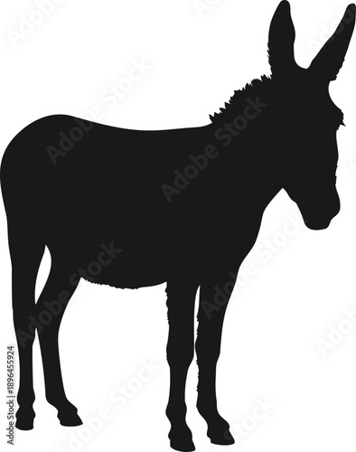 Donkey silhouette, Donkey outline, Donkey shape, Donkey icon, Donkey animal, Mule silhouette, Mule outline, Farm donkey, Farm animal, Pack animal, Standing donkey, Animal silhouette,