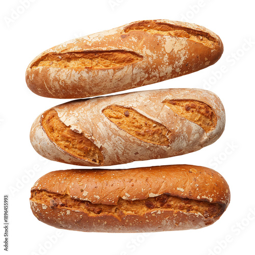 Different Types of Bread Arranged on a White Background for Display and Evalu...