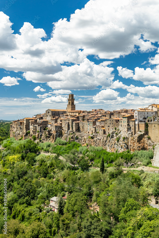 Fototapeta premium Pitigliano town built on tufa rock cliff in Tuscany, Italy