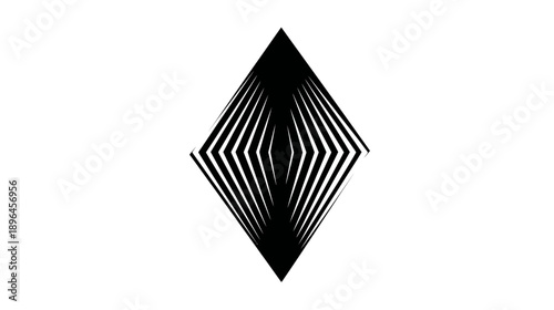 A black geometric figure composed of parallel lines forming a diamond shape on a white background