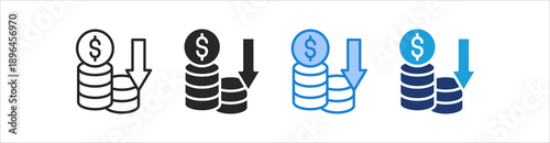 Depreciation Icon Set Multiple Style Vector Collection