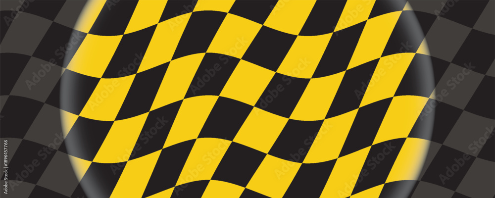 Obraz premium Checkered texture pattern. Modern abstract cube tile background on black and yellow color. Flag race design