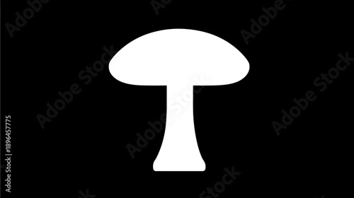 A white silhouette of a mushroom against a solid black background