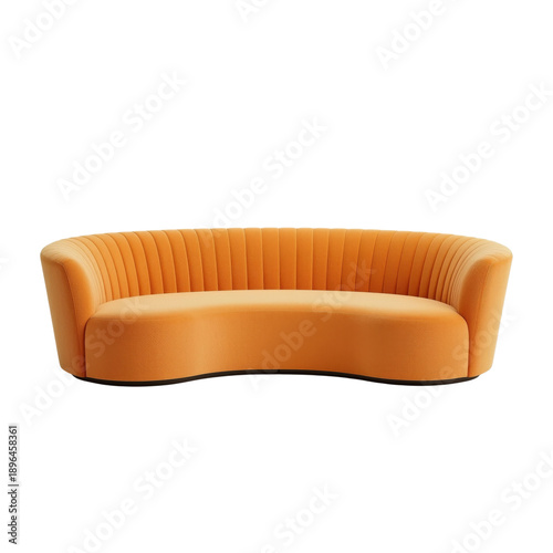 Curved Orange Sofa in Modern Interior Space With Simple Design Elements