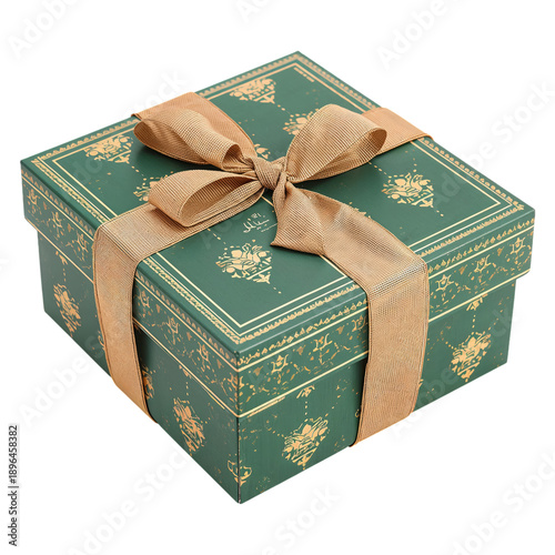 Gift Box Wrapped With Ribbon Sitting on a Plain Surface