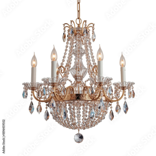 Elegant Chandelier Hanging in a Room With Warm Light During Evening Hours