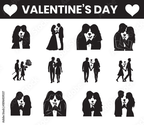 Valentine’s Day Romantic Couple Silhouette Set