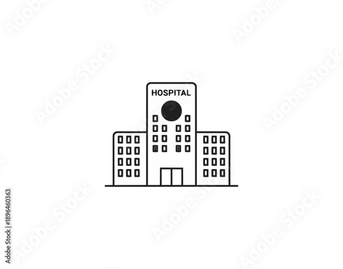 Hospital icon illustration on black background