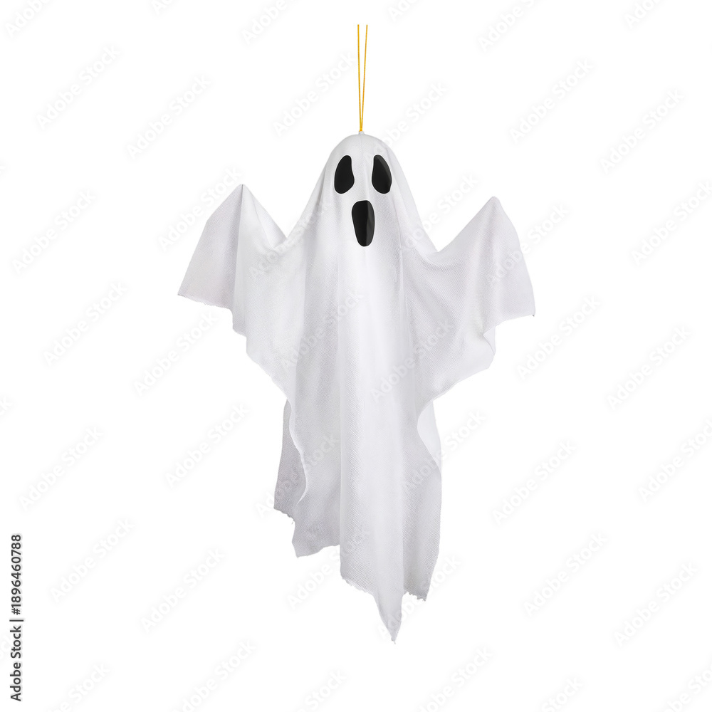 Naklejka premium Hanging Ghost Decoration for Halloween Event in October Hanging From a Ceiling