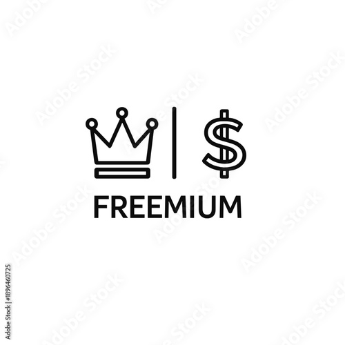 Freemium Business Model Icon – Crown and Dollar Symbol
