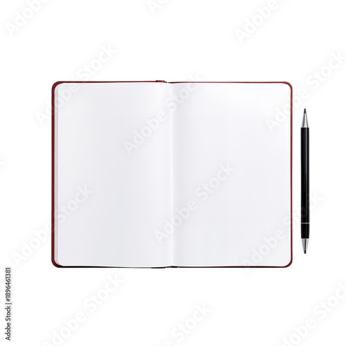 Blank Notebook on a Table With a Pen Ready for Writing Ideas and Notes