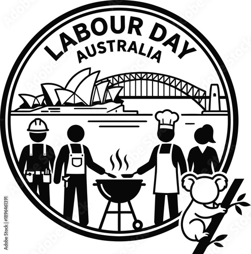 Barbecue grill illustration for Australian public holiday concept