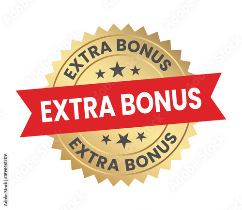 A vibrant gold circular badge proclaims extra bonus in bold red lettering with surrounding star accents signifying a special offer high quality professional detailed