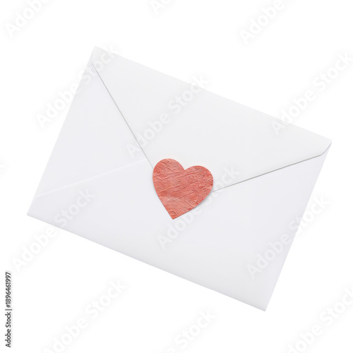 Envelope With Heart Seal Resting on White Surface
