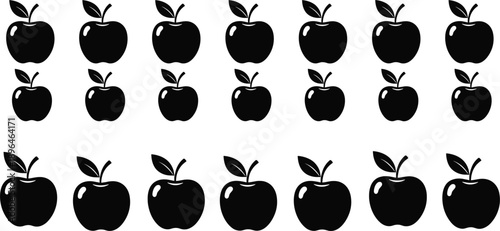 Professional fruit asset mega-sheet with twenty-one unique apple renderings including various scale options and glossy highlights for nutrition projects.