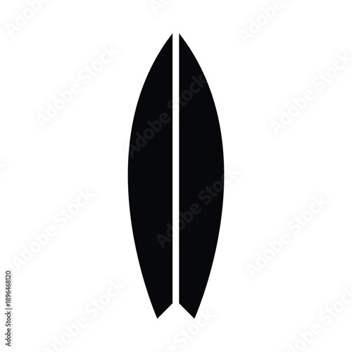Black abstract shape split down the middle on white background