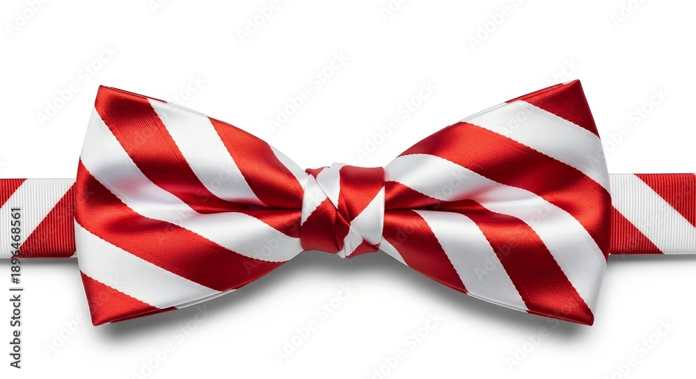 Fototapeta premium A red and white striped bow on a ribbon against a plain background
