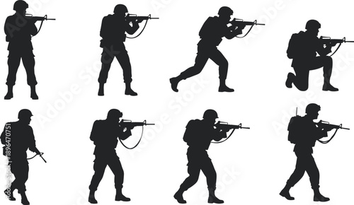 Black silhouettes of wild wolves and coyotes in various howling standing and walking poses isolated on white background for nature wildlife and forest designs