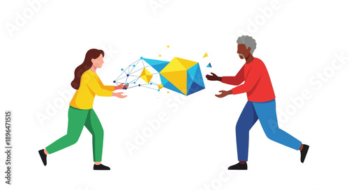 Digital Data Transfer and Knowledge Exchange. Diverse Professionals Collaborating on Abstract Network Technology and Business Solutions.