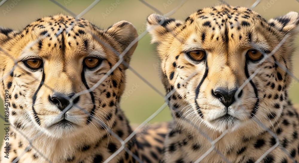 Obraz premium Cheetahs Behind Bars in Captivity.