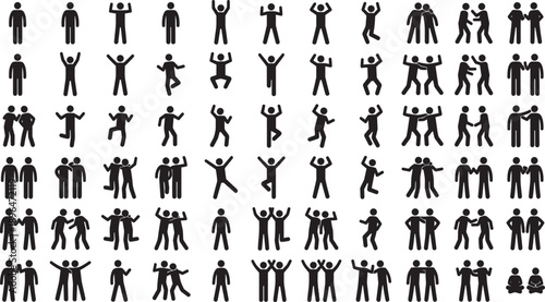 Comprehensive Set of Diverse People Silhouettes Standing in Various Poses and Outfits for Community Social Demographic and Modern Lifestyle Projects Isolated on White Background