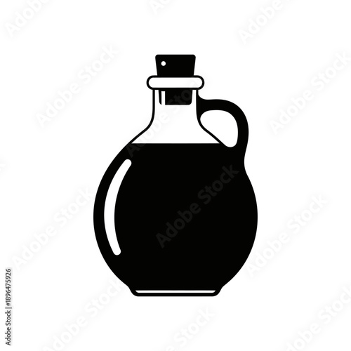 Simple black and white illustration of a vintage oil or vinegar cruet