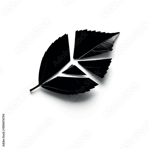 A broken leaf is shown on a white background.
