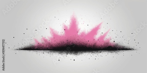 Vibrant red paint splashes and ink splatters create a grunge art texture with blood-like droplets on a high-contrast black and white backdrop for a decorative vector wallpaper design