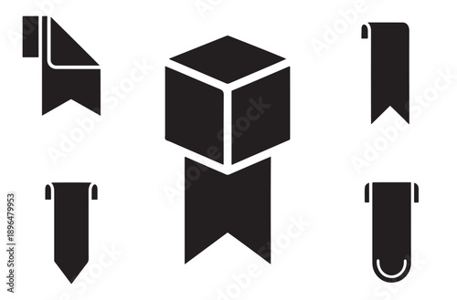 Bookmark Icon Silhouette Sheet, Save Page Favorite and Reading Marker Vector
