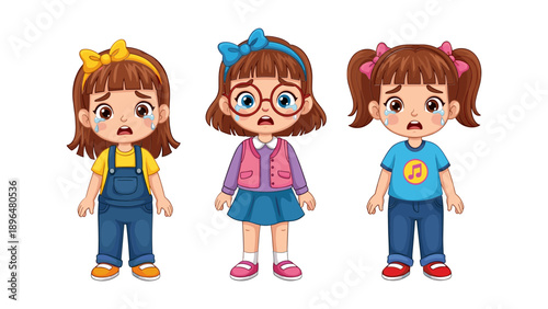 Three Young Girls in Casual Outfits