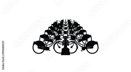 Symmetrical arrangement of bicycles in a creative pattern