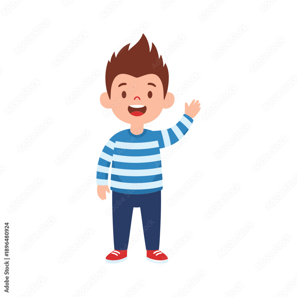 Fototapeta premium Happy Boy Waving Hand