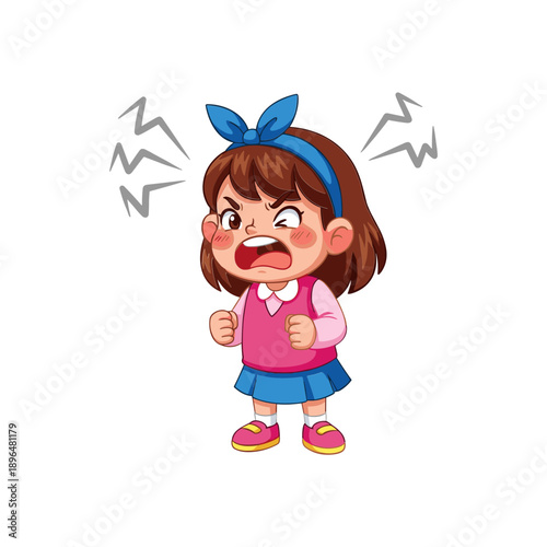 Angry Girl Cartoon Character