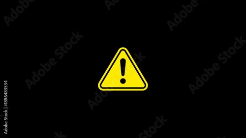 Warning Icon Animation, Caution Alert Symbol. 2D loop animation on alpha channel. 4k loop animation