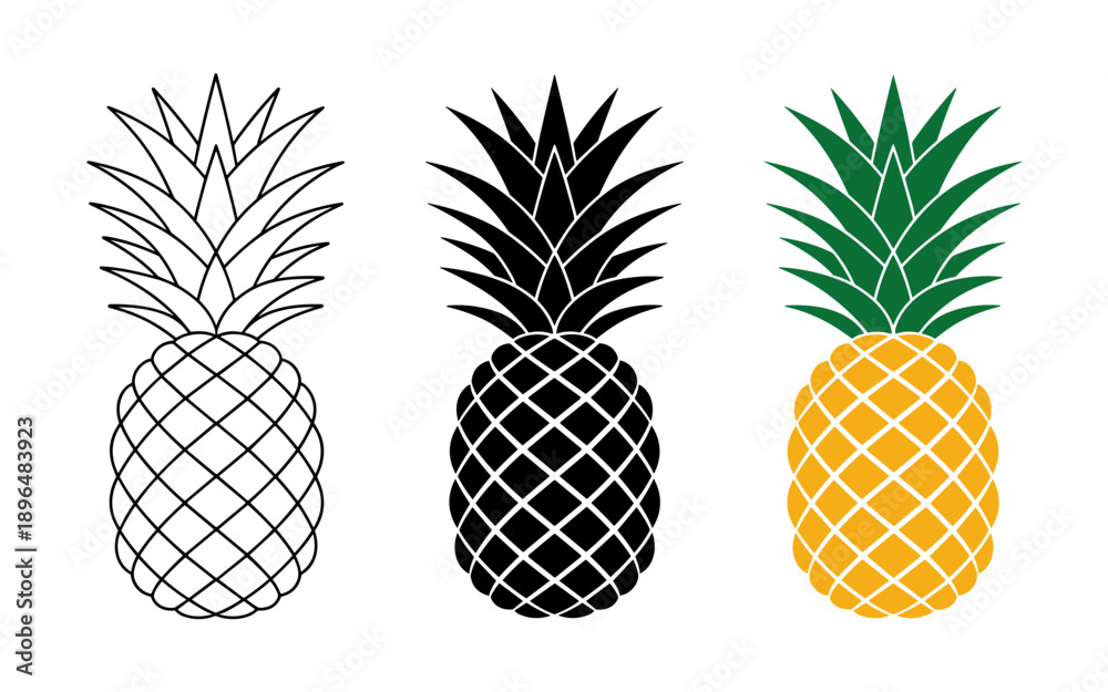 Fototapeta premium Pineapple Vector Set