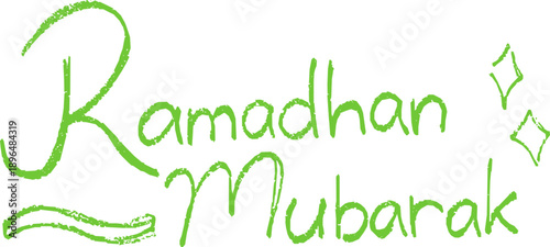 Green Ramadan Mubarak sketch lettering suitable for Islamic greetings, banners, posters, social media content, and Ramadan promotional designs.