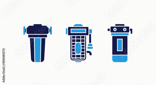 Water Filter Icons: Industrial and Portable Filtration Systems