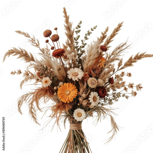 Colorful Dried Flower Arrangement in a Simple Vase for Home Decoration