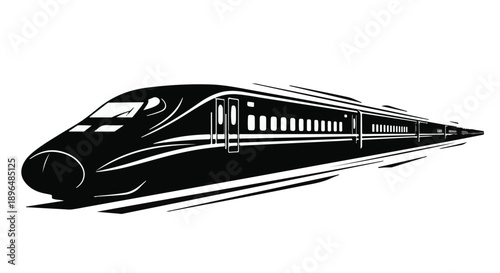 Sleek bullet train speeding along railway track
