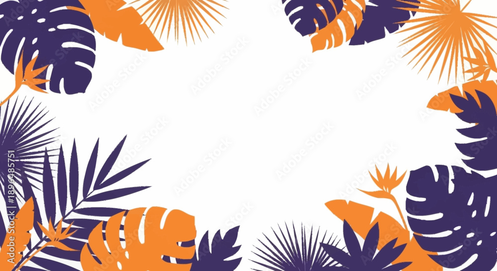 Obraz premium Tropical Leaves Border Design.