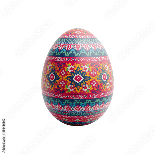 Decorative Egg With Flower Design Placed on a White Background in a Bright Se...