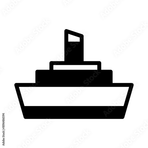 Black icon cruise ship. Minimalist semi solid icon isolated background.