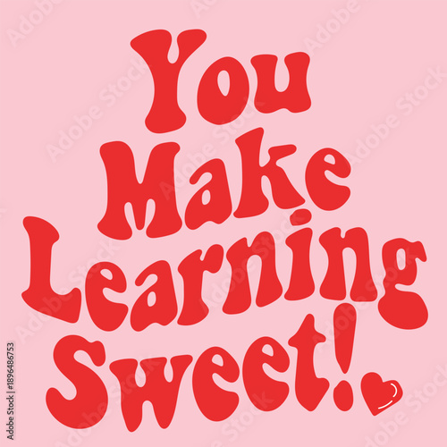 Cute romantic typography poster with bold red lettering vector