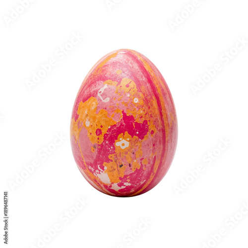 Colorful Egg Standing on a Plain Surface Showcasing Unique Patterns and Designs