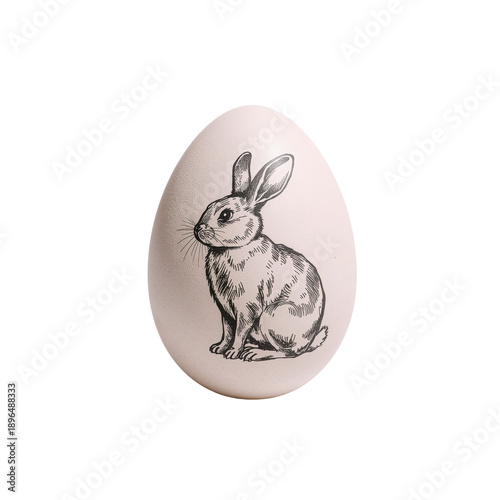 Rabbit Design on Egg Placed on a Plain Surface for a Spring Celebration