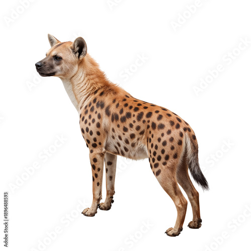Hyena Standing on Four Legs With a Spotted Coat in a Neutral Setting During t...