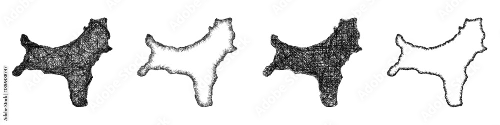 Fototapeta premium Sketch Christmas Island map design set